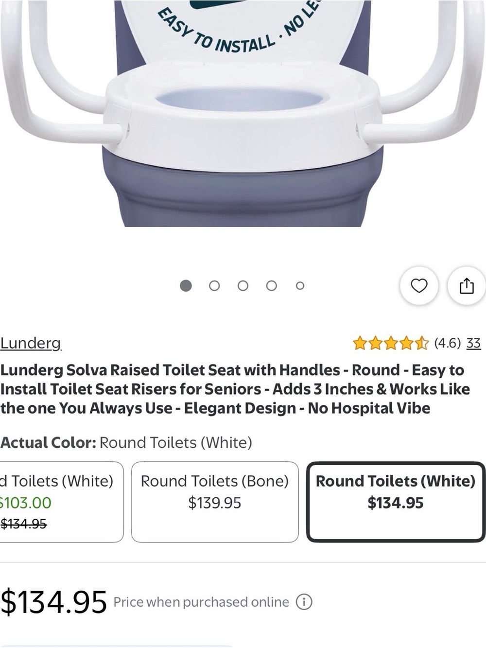 NEW Raised Toilet Seat with Handles - Round